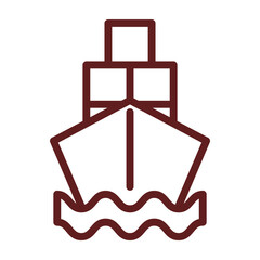 Cargo ship Vector Line Maroon Icon Design
