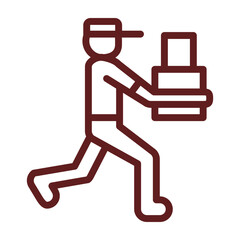 Delivery person Vector Line Maroon Icon Design