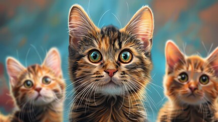 Fototapeta premium Raising awareness with playful cat welfare posters, realistic, high detail, digital art, background of a community center, fun and educational