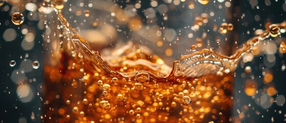 Soda explodes in a fizzy spectacle, with bubbles and liquid parts flying in every direction