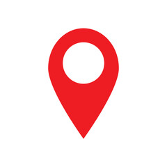 Simple red map pin. Concept of global coordinate, dot, needle tip, ui. Flat style trend modern brand graphic design on white background
