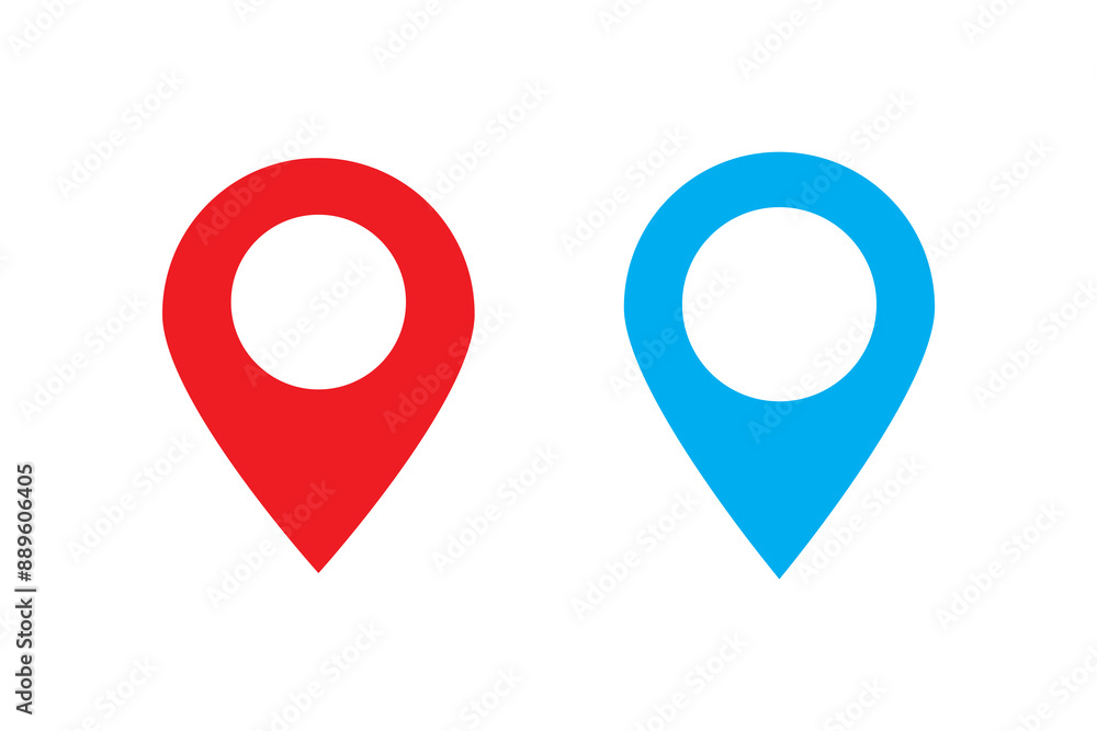 Poster location icon set, map pin place marker. location pointer icon symbol in flat style. location vector