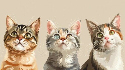 Entertaining content on cat breeds, realistic, bright colors, vector art, background of a stylish pet care center, fun and educational