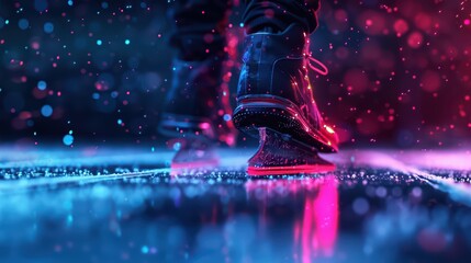 The ice skating banner presents an ultramodern