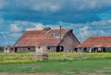 Barn in the country in California