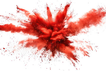 red powder explosion on transparent background