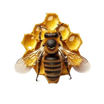 recommend clip art: Bee on honeycomb 3D logo icon isolated