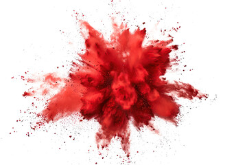 red powder explosion on transparent background