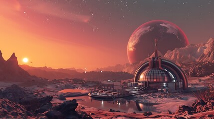 A Futuristic Outpost on an Alien Planet