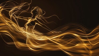 Golden Silhouette of Dancing Woman