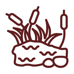 Obraz premium pond Vector Line Maroon Icon Design