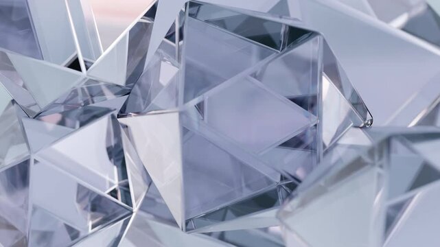 Stylish background with a polygonal crystal shape. A 3D abstraction of a geometric jewelry surface. Scenes with Spectrum color reflection crystals in the background.
