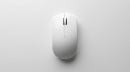 White Wireless Mouse on White Background. Generative ai.