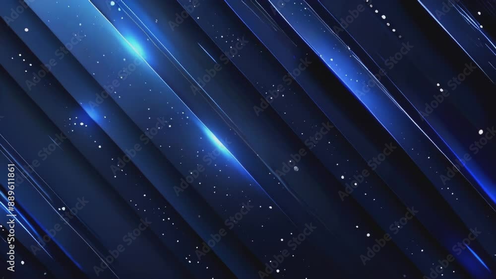 Poster animation of a abstract background with blue diagonal lines and bright sparkles