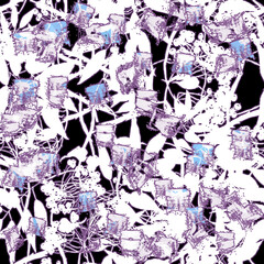 Watercolor viburnum, rowan and elder branches seamless pattern, hand painted.Watercolor Branch, bunch of  berries of mountain ash. scarf,fabric, material. Abstract art background for beautiful design