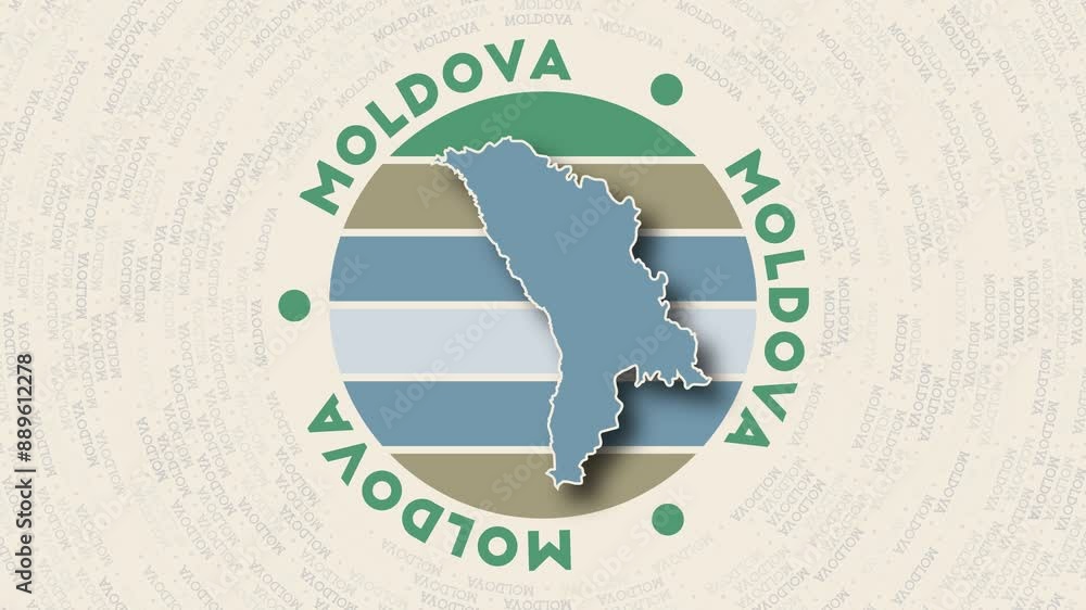 Poster moldova logo intro. badge with the circular name and map of country. captivating moldova round logo 