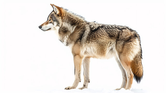 Side view photo of a wolf isolated on transparent background