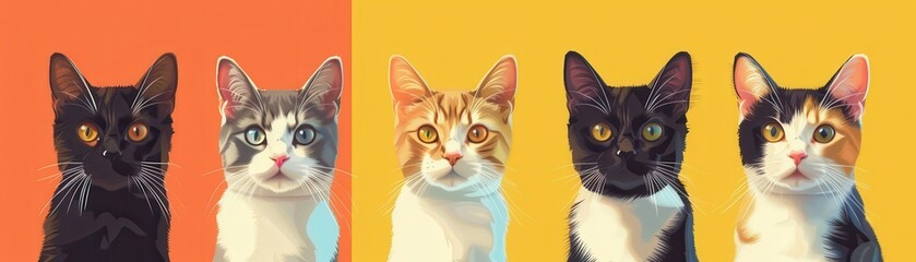 Fun facts about cat welfare, realistic, bright colors, vector art, background of a colorful infographic, entertaining and informative