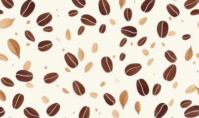 Obraz premium Simple Line Art Coffee Beans Pattern Clipart