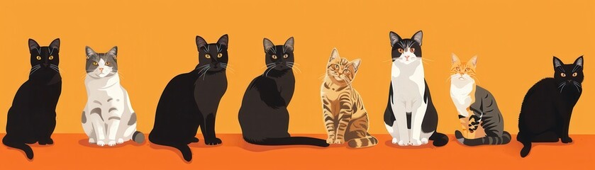 Fototapeta premium Raising awareness about endangered cat breeds, realistic, vibrant colors, digital collage, background of natural habitats, informative text