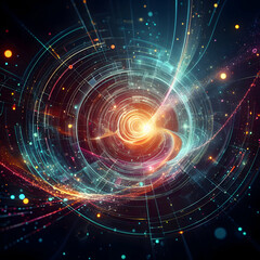 Obraz premium Abstract Futuristic Background with Neon Colorful Glow with Bokeh