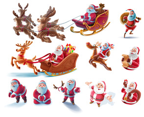 set of santa claus mascot characters