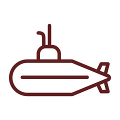 Submarine Vector Line Maroon Icon Design