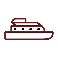 Cruise ship Vector Line Maroon Icon Design