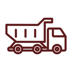 Dump truck Vector Line Maroon Icon Design