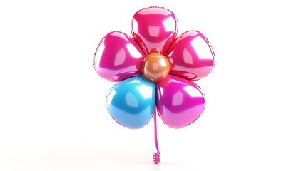 Fototapeta premium A 3D digital rendering of a pink, red, and orange shiny flower. The image captures the beauty of nature with a modern, abstract design.