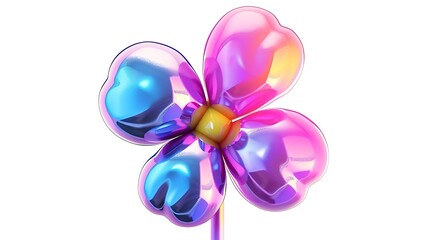 Fototapeta premium A 3D digital rendering of a pink, red, and orange shiny flower. The image captures the beauty of nature with a modern, abstract design.