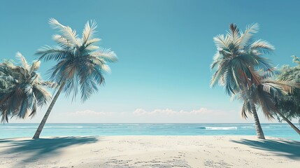 Obraz premium Tropical Paradise: Palm Trees on a Pristine Beach