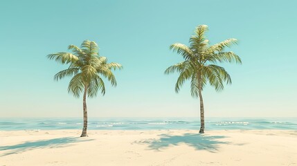 Obraz premium Tropical Paradise: Palm Trees on a Pristine Beach