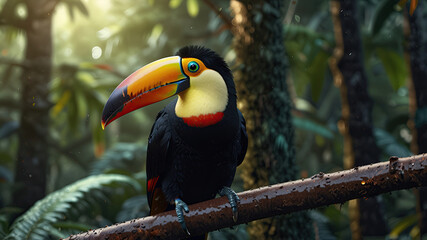 Naklejka premium wildlife stunning head of the Toucan bird is exquisitely detailed and beautiful