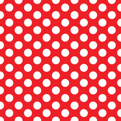 Red and white polka dot pattern . Polka dots white and red background . Vector illustration © cool vp