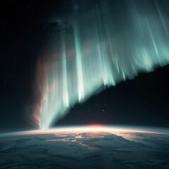 Aurora-like lights on an alien planet, mysterious and stunningly beautiful cosmic event, exotic realism