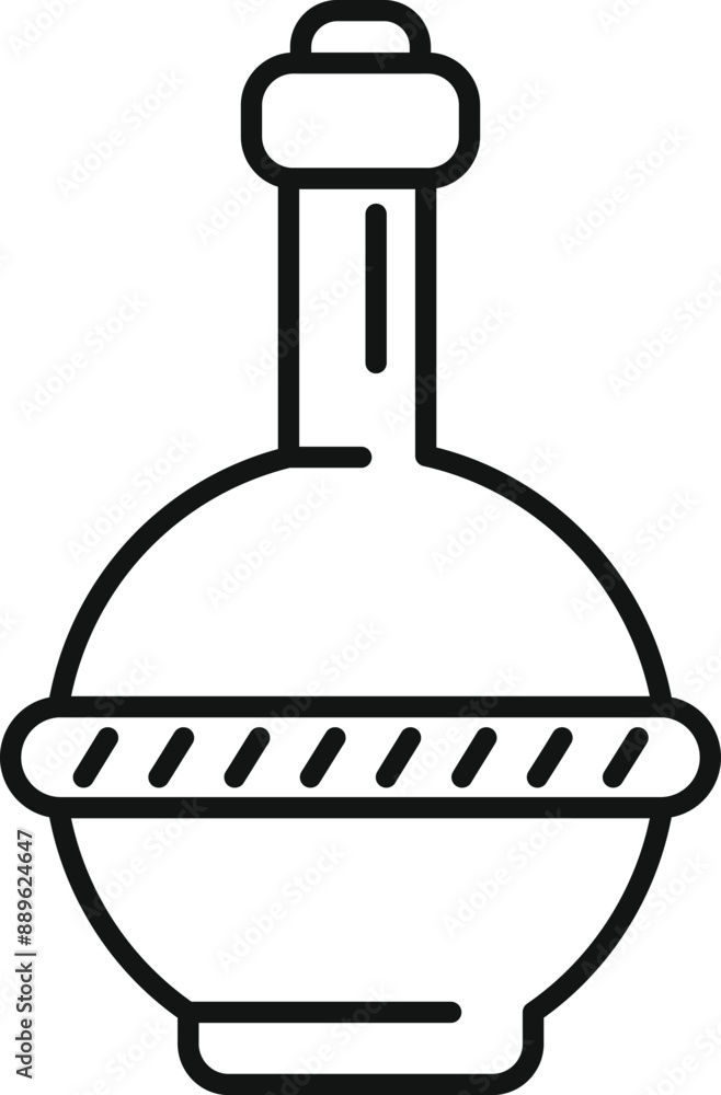 Poster chemistry experiment concept with round bottom flask standing on white background