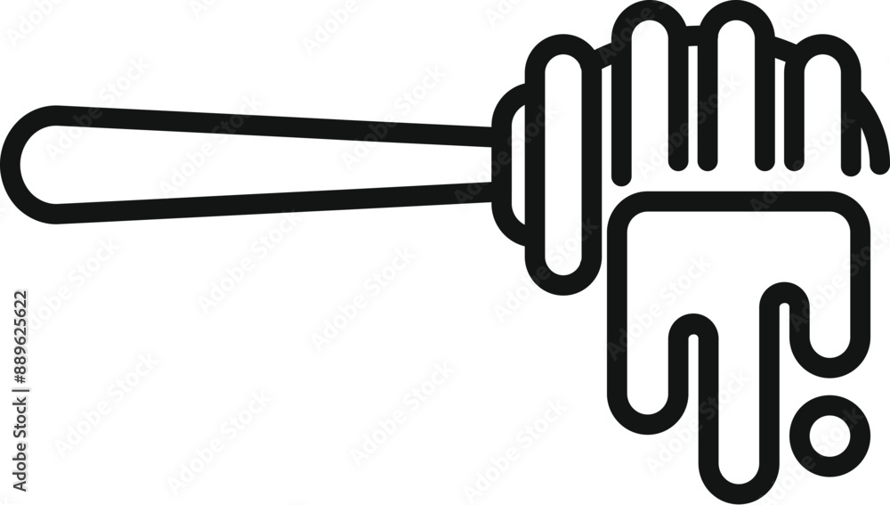 Poster simple line drawing of a honey dipper with honey dripping from it, isolated on a white background