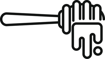 Simple line drawing of a honey dipper with honey dripping from it, isolated on a white background