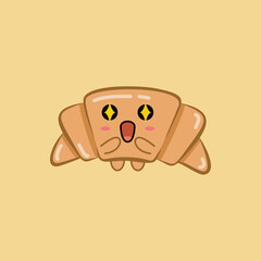flat cute croissant vector illustration design. Suitable for t-shirt, sticker, mascot, etc. Eps. 10