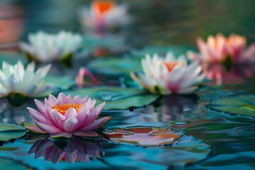 Blühende Seerosen auf dem Wasser