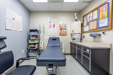 Spacious and well-equipped examination room in health clinic
