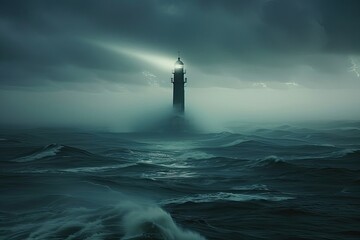 Fototapeta premium Lighthouse in Stormy Seas