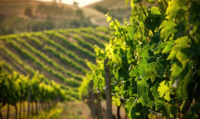 Scenic Vineyards Backdropped by Winery Splendor