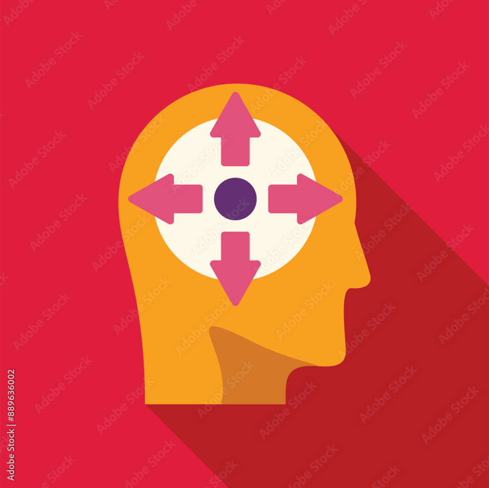 Aufkleber man head silhouette with arrows pointing in all directions symbolizing decision making process
