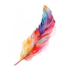 colorful featherswatercolor illustration isolated on transparent. png file for art work, posters, posters, cards, holiday decor.