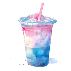 Ice cold drink watercolor illustration isolated on transparent. png file for art work, posters, posters, cards, holiday decor.