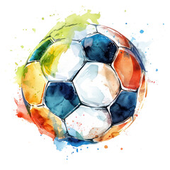 Soccer watercolor illustration isolated on transparent. png file for art work, posters, posters, cards, holiday decor.