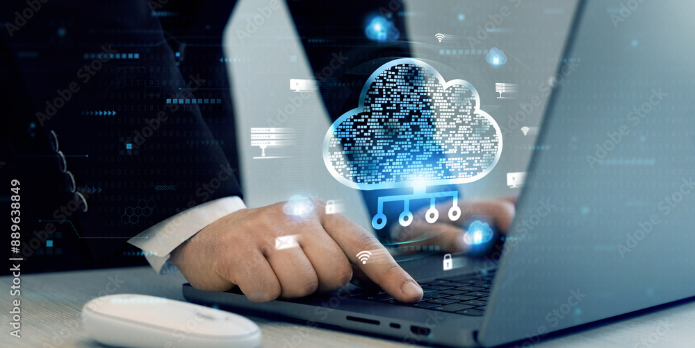 Poster cloud technology, backup and data storage.edge technology.cloud technology computing network. networ