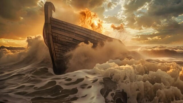 Noah's Ark vessel in the Genesis flood. 